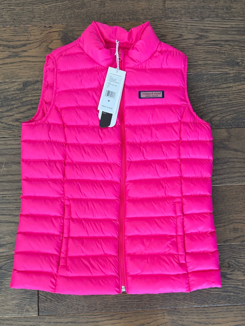 Vineyard Vines Quilted Vest in Bright Pink Girls Medium NWT